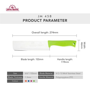 Couteau à légumes JAYA MATA JM458 6 1/4 pouces avec couvercle de sécurité, manche coloré, acier inoxydable, couteau de cuisine pour hacher et trancher - Product Image 2