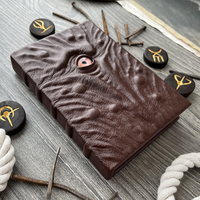 Grimoire en cuir marron à motif œil de dragon, livre de sorts antique fait main à couverture rigide, journal de fantaisie gothique, carnet occulte sombre