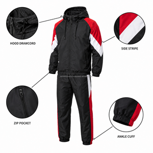 Custom OEM Wholesale Men's Windbreaker Tracksuit Set Nylon Lightweight Zipper Jacket Jogger Pants Sportswear Training <b>Outfit</b> Set - Product Image 6
