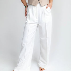 Pantalones Casuales de Mujer de Fabricante, Color Sólido, Cintura Alta, Pierna Ancha, Personalizados, Suaves, Estilo Vintage - Product Image 4