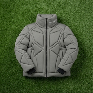 Men <b>Grey</b> Geometric Quilted Puffer Jacket <b>Stand</b> Collar Full Zip Insulated Winter <b>Coat</b> Warm Outdoor Casual Outerwear - Product Image 5