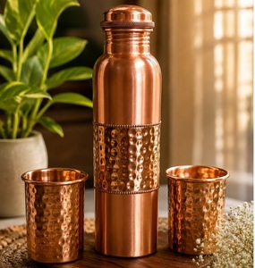 Pure <b>Copper</b> Water <b>Bottle</b> Premium Ayurvedic <b>Copper</b> <b>Bottle</b> For Men Women Home Office Travel Reusable Leakproof Stylish Design - Product Image 2