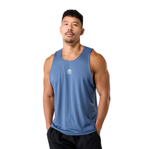 Camiseta sin mangas azul mate para hombre, transpirable, de malla, ajustada, para gimnasio, entrenamiento, fitness, deportes, OEM, al por mayor - Product Image 2