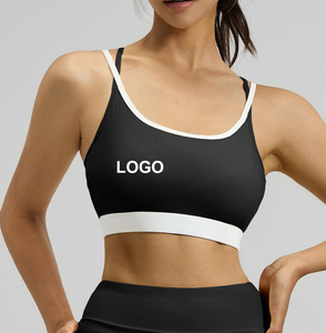 Black Seamless Sports Bra Scoop Neck Medium Support Yoga Bra For Women - Product Image 1