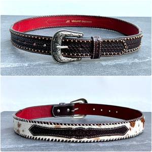 Cinturón de Cuero Estilo Western Clásico con Detalles Tachonados y Hebilla Grabada con Diseño Vaquero Premium - Product Image 2