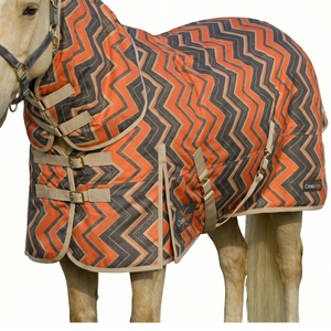Couverture d'hiver robuste pour chevaux CrossEdge, motif chevron en zig-zag, couverture de cou détachable, imperméable et respirante, couverture d'extérieur - Product Image 5