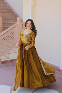 New Designer Georgette silk with Zari and Sequence Embroidery work Anarkali Gowns Collections with Heavy Work Dupatta for Women - Product Image 2