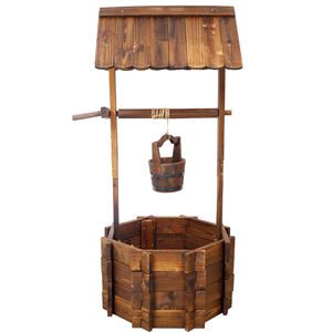 Jardinière rustique en bois de 20 pouces avec seau suspendu, décoration extérieure pour patio, jardin ou cour, pots et jardinières à fleurs - Product Image 1