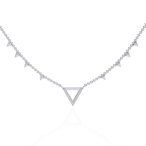 AMBER JEWELS T-2066 Collar con Colgante de Moissanita Triangular Geométrico, Plata 925, Chapado en Plata, Cadena Minimalista, Unisex, para Uso Diario - Product Image 1