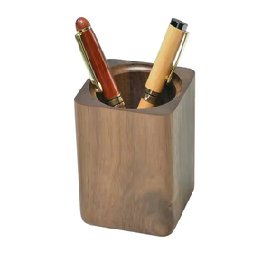 Wood Pen Holder Trending Wooden Natural Finished Rectangle Shaped <b>Desk</b> Organizer Wooden Pen Holder - Product Image 4