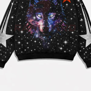 เสื้อฮู้ดดี้สกรีนลายแบบกำหนดเอง พร้อมงานปักคริสตัลคุณภาพสูง สำหรับแบรนด์เสื้อผ้าสตรีทแวร์สุดหรู สไตล์แบ็กกี้แวร์ งานสกรีนลายแฟชั่น - Product Image 3