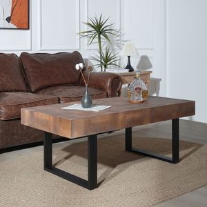 Tavolino da Caffè in Legno Rustico Industriale Fatto a Mano 47.2*23.5x18" Tavolo in Legno Unico e Elegante - Product Image 2