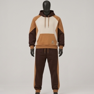 Top Selling <b>Brown</b> Sustainable New Arrival Customizable Tracksuit <b>Hoodie</b> Collar Loose Fit Casual Wear Side & Center Pockets - Product Image 1