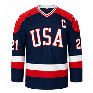 Ropa Deportiva de Alto Rendimiento, Sublimación de Primera Calidad, Cuello en V, Estilo Estadounidense, Jersey de Hockey sobre Hielo Profesional para Hombre y Jóvenes - Product Image 1
