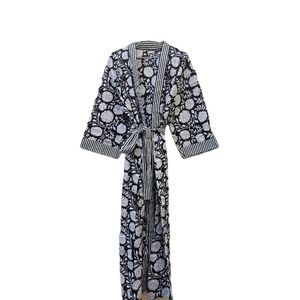 Algodón hecho a mano Kimono Robe 100% algodón mujeres largo bohemio Hippie Albornoz Kimono vestido étnico Tops Floral impreso verano - Product Image 1