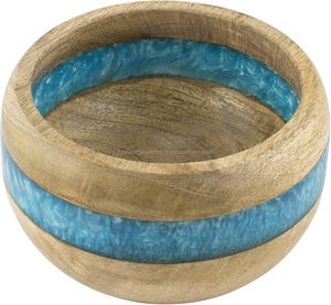 Tazón para Ensalada y Frutas de Madera de Mango Ecológico y Sostenible, Diseño Único con Acabado de Ríos Pequeños, Resina Epoxi Creativa, Estilo Vintage - Product Image 1