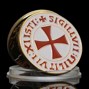 Moneda Conmemorativa de los Caballeros Templarios Tradicionales, Bañada en Oro de 4cm, Cruz Roja Personalizada, Coleccionable, Venta al Por Mayor - Product Image 3