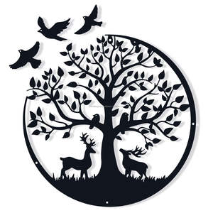 งานศิลปะตกแต่งผนังลายใบไม้สีดำทองสไตล์อาร์ตเดโค ทำด้วยมือ สำหรับตกแต่งห้องนั่งเล่นและห้องนอน - Product Image 1