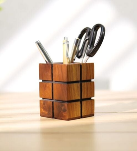 Organizador de escritorio de madera para lápices, caja de madera multiusos para lápices de arte de blossom craft india - Product Image 4