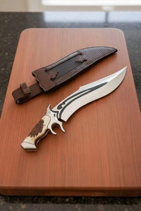 Cuchillo Bowie de Camping OEM DIY Hecho a Mano de Grado Industrial de 15 Pulgadas, Acero Recto de Alto Carbono de 3mm, Mango de Cuerno, Funda de Cuero UMAR - Product Image 6