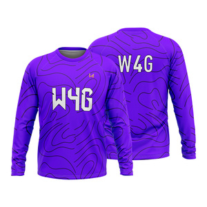 T-shirt personnalisé à manches longues et col rond, imprimé par sublimation, logo client, séchage rapide, unisexe, coupe classique, haut de sport - Product Image 6