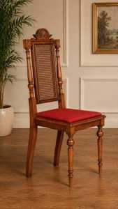 <span class=keywords><strong>Chaise</strong></span> de salle à manger de luxe en bois massif, artisanale, avec sculpture ornée de roses, dossier haut, assise en bois fini. - Product Image 6