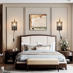 Set di 2 Applique da Parete Rustiche Stile Fattoria, Lampade Vintage Industriali con Paralume in Vetro Trasparente, Solo per Collegamento alla Presa - Product Image 4