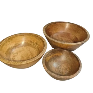 Bol en bois de manguier moderne, poli, fait main, écologique, durable, non traité, pour cuisine, salle à manger, service de salades, fruits secs - Product Image 2