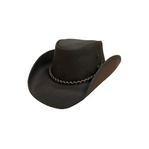Premium Genuine Leather Cowboy <b>Hat</b> for Men and Women Wide Brim Western Style <b>Hat</b> with Braided <b>Band</b> - Product Image 1