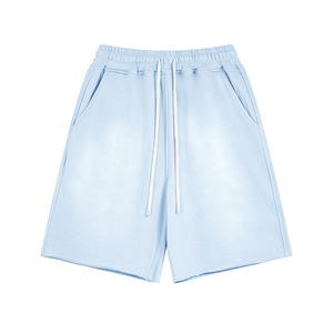 Shorts de sport pour homme, style streetwear, vintage, délavés, effet usé, bords bruts, effet délavé soleil, délavés à l'acide, pour le jogging - Product Image 4