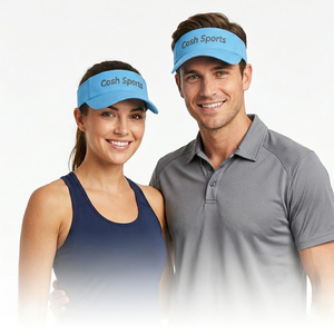 Achetez notre visière solaire personnalisée bleue au prix de gros |   Disponible en gros avec couleurs personnalisées - Product Image 1