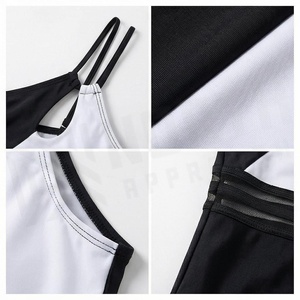One Shoulder Color Blocking One Piece Swimsuit With Side Stripe High Waist Design For Women - Product Image 4