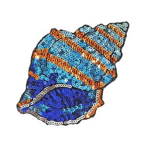 Ocean Shell Sequin Embroidery Plastic PVC Iron-On Patch for Hats and Canvas Fabric - Product Image 1