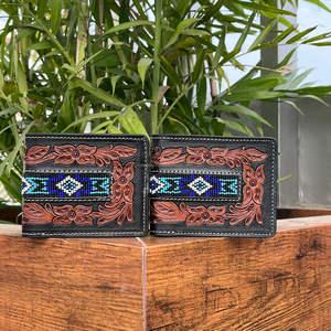 Venta al por mayor de alta calidad nuevo estilo de moda mano de cuero con cuentas plegables carteras para hombres de cuero de vaca RFID bloqueo de la tarjeta billetera - Product Image 5