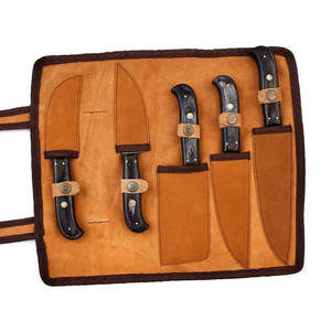 Ensemble de couteaux de chef en acier Damas de luxe avec manche en bois naturel, design équilibré pour les chefs professionnels et les passionnés de cuisine - Product Image 4