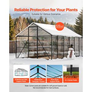 Serra da Esterno in Policarbonato 8 x 14 FT, Resistente, con Ventilazione Regolabile, Porta Scorrevole Bloccabile, Montaggio Rapido per Giardino/Cortile - Product Image 5
