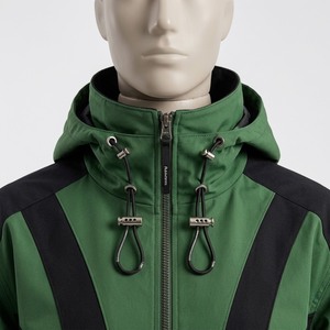 Conjunto Deportivo Personalizado de Dos Piezas con Capucha en Verde y Negro, Chaqueta con Cremallera y Pantalones Jogger Cargo, Unisex - Product Image 4