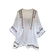Blusas Vintage de Manga Larga para Mujer, Camisas Bordadas Sólidas, Tops Elegantes para Mujer, Ropa al por Mayor