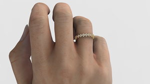 18K Solid Gold Ring Double Row Round Diamonds Ring Wide Zig Zag Eternity <b>Cluster</b> Band Gift for Her Fine Jewelry for Women - Product Image 6
