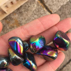 Pierre concassée en particules de cristal arc-en-ciel, pour décoration intérieure DIY, électroplaquée, polie, imitation antique, forme irrégulière - Product Image 1