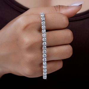 Pulsera de tenis de lujo con 30 diamantes redondos brillantes cultivados en laboratorio para mujer, certificada por IGI, oro de 14K, elegante para bodas y fiestas - Product Image 3