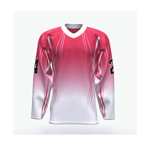 เสื้อฮอกกี้สีดำแดงสำหรับผู้ชาย หมายเลข 7 พิมพ์ลายแบบ Sublimation คอวี โพลีเอสเตอร์ ชุดกีฬาฤดูหนาว ทรงปกติ - Product Image 6