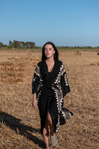 Kimono long à manches larges, kaftan bohème, cardigan pour femme, veste grande taille, vêtements décontractés à prix de gros - Product Image 4