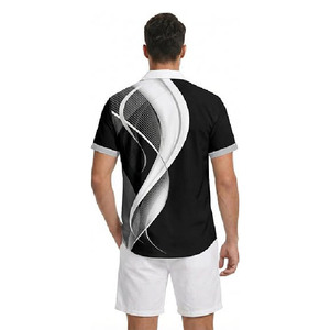 Tenues de vacances assorties imprimées par sublimation pour couple, vêtements de plage décontractés amples, chemise hawaïenne pour homme et robe cami assortie pour femme - Product Image 3