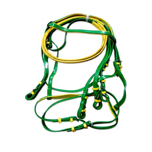 Brida de resistencia ecuestre de BioThane auténtico/PVC prémium de dos tonos con juego de riendas de agarre de goma y cabezada de PVC de alta resistencia - Product Image 1