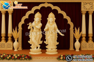 การตกแต่งเวทีงานเลี้ยงฉลองสมรสแบบอินเดียสีขาวสุดหรูหรา  ธีมพระราชวัง  การจัดเวทีงานแต่งงาน  ดีไซน์ฉากหลังสไตล์วัดล่าสุด  แคนาดา - Product Image 5