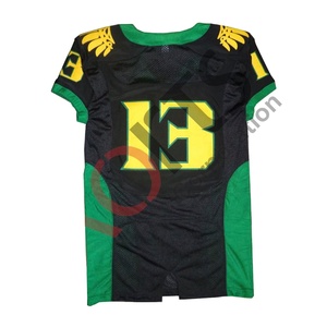 Maillot d'entraînement de football américain respirant grande taille à manches courtes personnalisable avec broderie sublimée et antibactérien sur le devant - Product Image 1