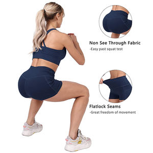 Shorts de yoga et de cyclisme pour femme à taille haute, avec poches, à compression, pour l'été, avec logo personnalisé, pour un effet galbant - Product Image 6