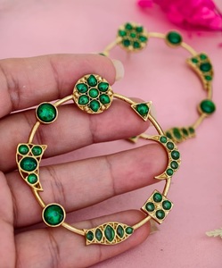 Stylish Gold Plated Fashion Pearl Bangle With Flower And Moon Design For Women Vintage Wedding Jewelry - Product Image 2