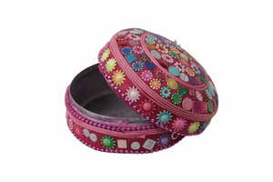 Handmade Beaded Metal <b>Trinket</b> <b>Box</b> Round Jewelry Storage Case Decorative Cosmetic Organizer Wedding Return Gift - Product Image 1